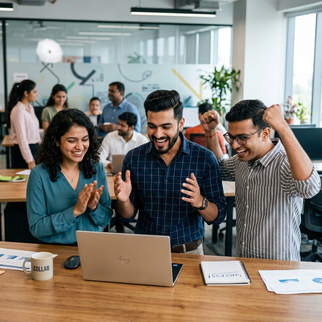 Diverse professional team collaborating in office